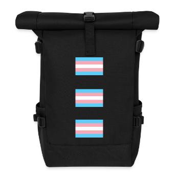 Trans Pride-Flaggen - Rolltop Rucksack - Schwarz - Vorne