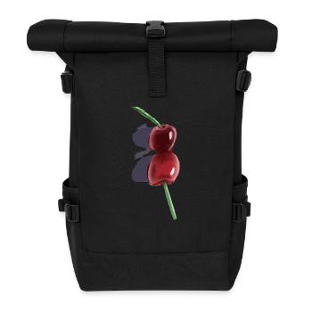 Watercolor Cherry Duo - Roll Top Backpack - black - Front