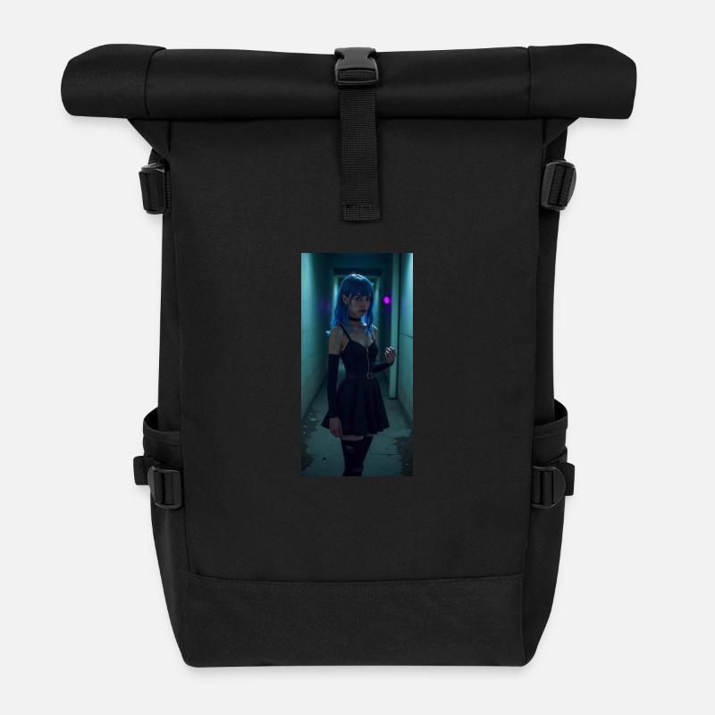 ANIME GIRL SWS - Roll Top Backpack - black