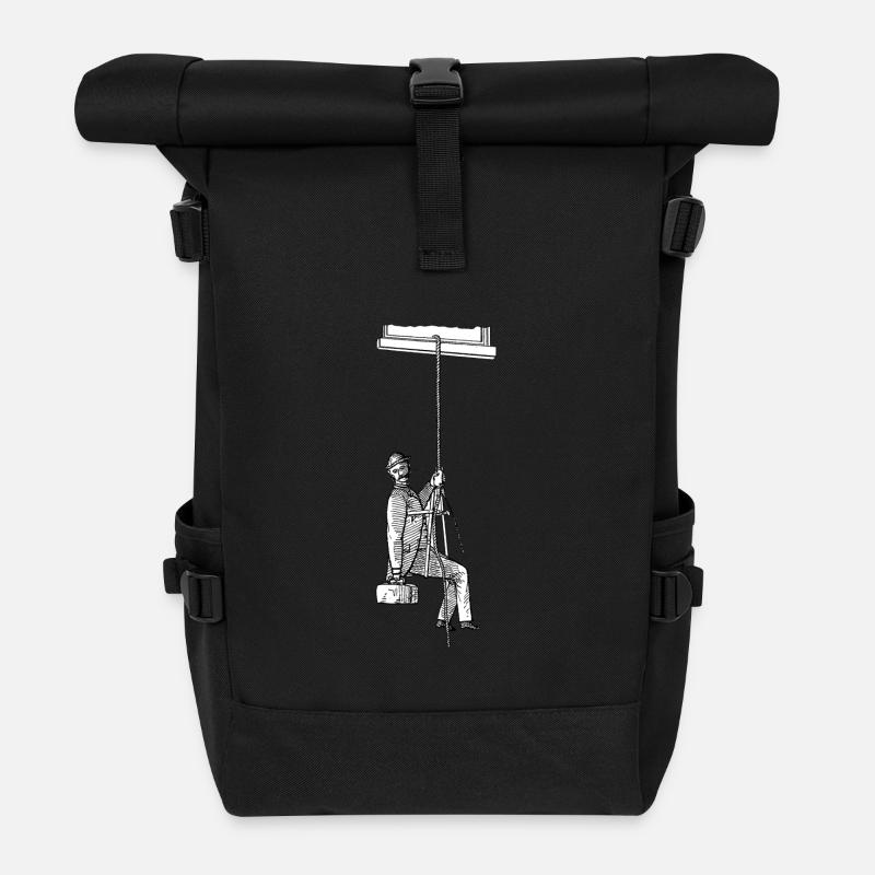 Vintage Zeichnung Style - Rolltop Rucksack - Schwarz