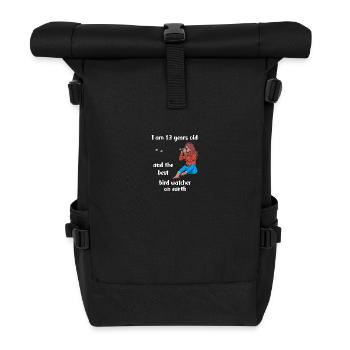 I'm 13 - Girl Bird Watching - Roll Top Backpack - black - Front