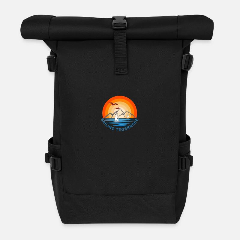 Segeln am Tegernsee - Stylisches Retro-Design - Rolltop Rucksack - Schwarz