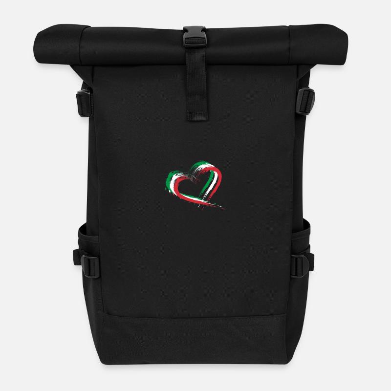 Drapeau Buste Coeur Drapeau Italie Couleurs Vacances - Sac à dos roll top - noir