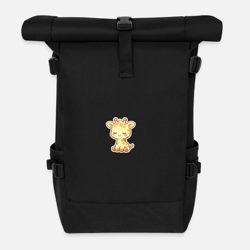 Bébé girafe mignon style Kawaii - Sac à dos roll top - noir