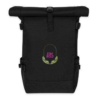 Stay Bold Leaf Wreath Motif - Roll Top Backpack - black - Front