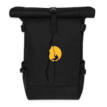 Kletterer beim Abseilen im Sonnenuntergang - Rolltop Rucksack - Schwarz - Vorne