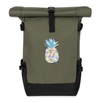 Pastel-coloured pineapple - Roll Top Backpack - olive/black - Front