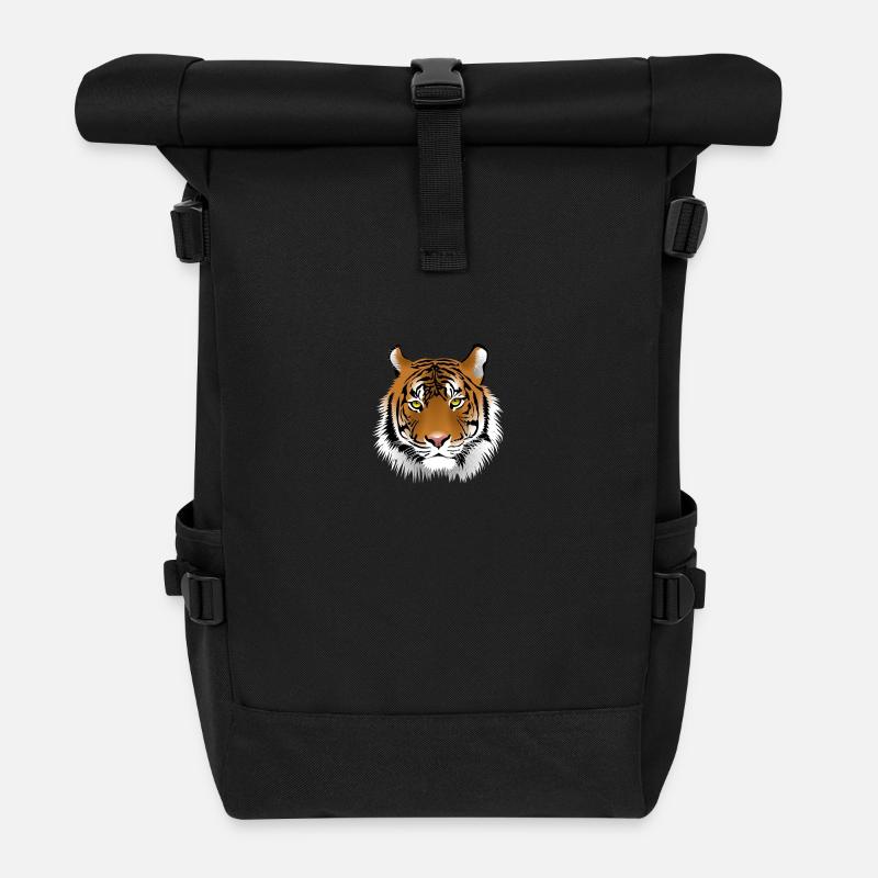 tête de tigre - Sac à dos roll top - noir