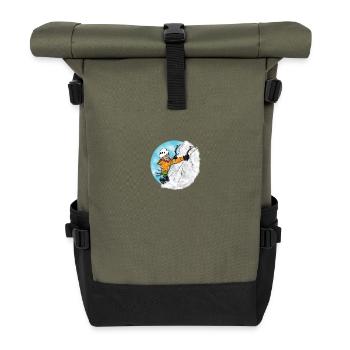 Bergsteiger - Eiskletterer - Kletter T-Shirt - Rolltop Rucksack - Olive/Schwarz - Vorne
