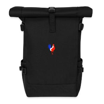 rooster blue white red - Roll Top Backpack - black - Front