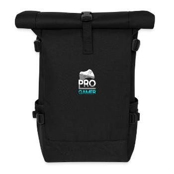 PRO GAMER (Türkis) + Controller - Gaming - Rolltop Rucksack - Schwarz - Vorne