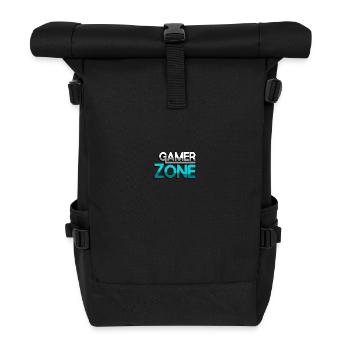 GAMER ZONE (Türkis) - Gaming - Rolltop Rucksack - Schwarz - Vorne