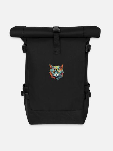 Katze - Rolltop Rucksack - Schwarz