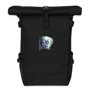 Alien cat with wings, Fantastic - Roll Top Backpack - black - Front