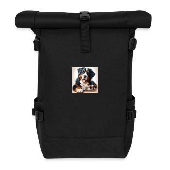 Bernese mountain dog - Roll Top Backpack - black - Front