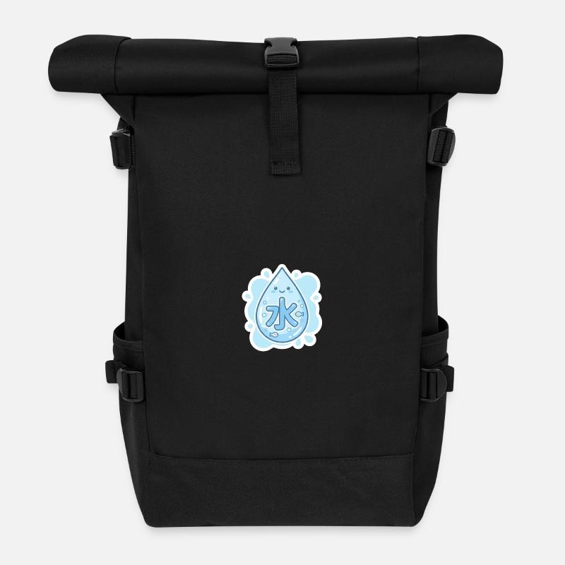 水, Mizu, Eau - Sac à dos roll top - noir