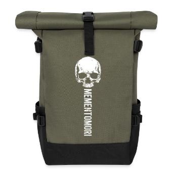 Skull Art Memento Mori - Roll Top Backpack - olive/black - Front