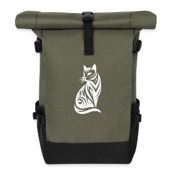 Silhouette décorative de chats dans le style tribal - Sac à dos roll top - olive/noir - Devant