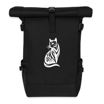 Silhouette décorative de chats dans le style tribal - Sac à dos roll top - noir - Devant