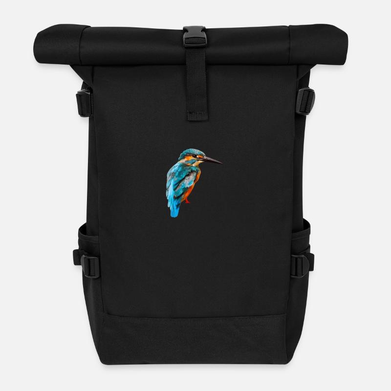 063 - Eisvogel - Rolltop Rucksack - Schwarz