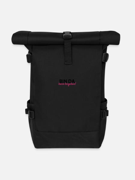 Bin da Kann losgehen - Rolltop Rucksack - Schwarz