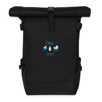 Oma 2023 Geburt Junge Vorlage - Rolltop Rucksack - Schwarz - Vorne