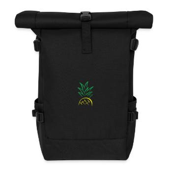 Pineapple Sketch – Fresh Fruit Graphic - Roll Top Backpack - black - Front