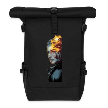 Hiking girl - wandern Frau Mädchen - Rolltop Rucksack - Schwarz - Vorne