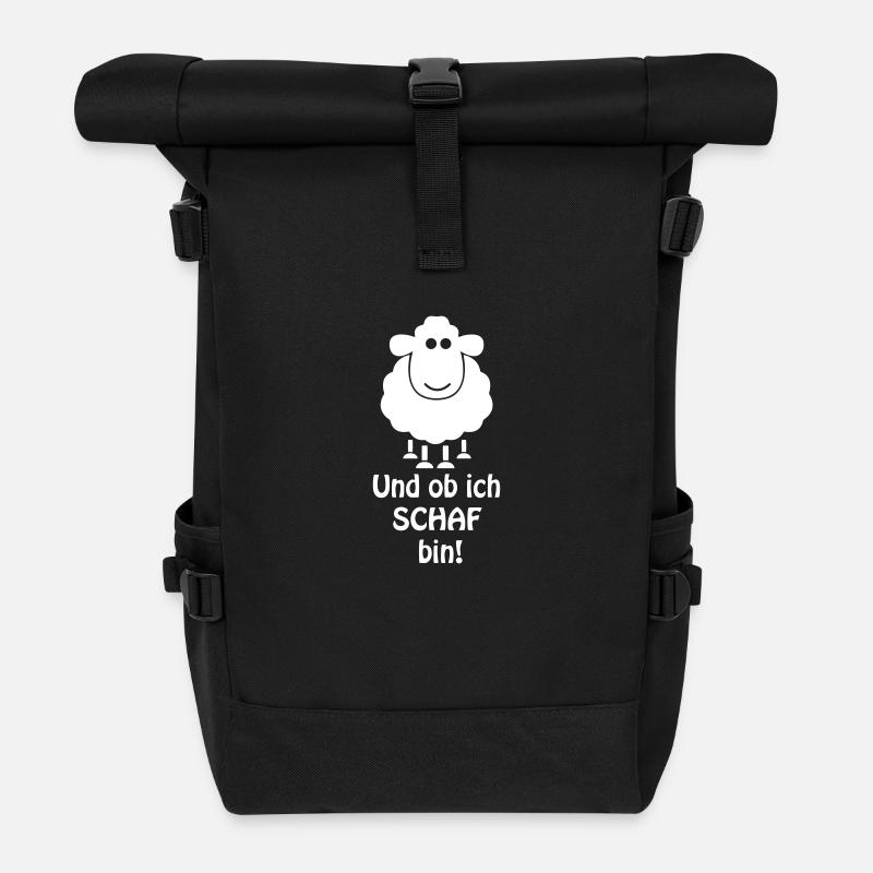 Und ob ich SCHAF bin! - Rolltop Rucksack - Schwarz