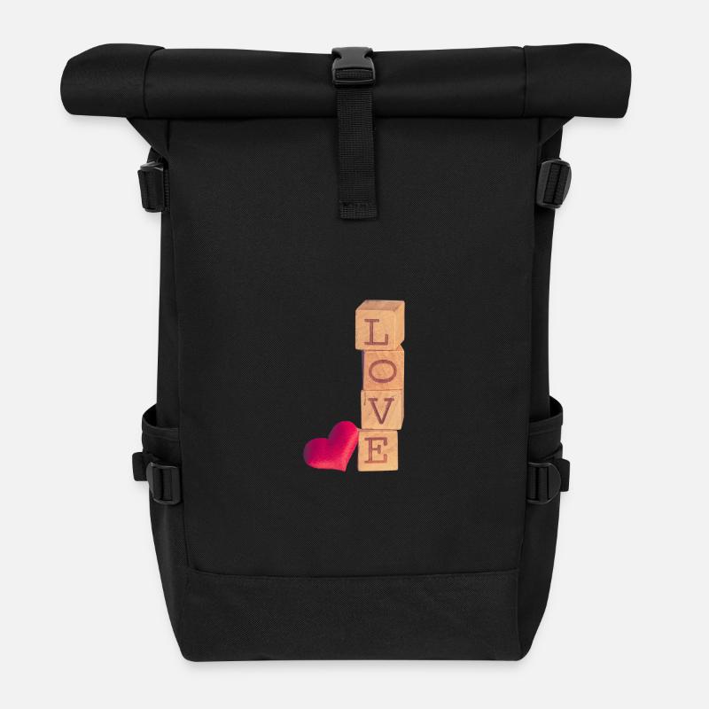 Liebe Valentinstag - Rolltop Rucksack - Schwarz