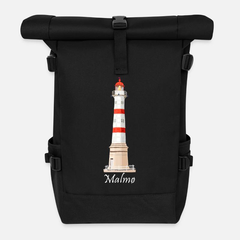 Malmö alter Leuchtturm, Malmö Inre, Schweden - Rolltop Rucksack - Schwarz