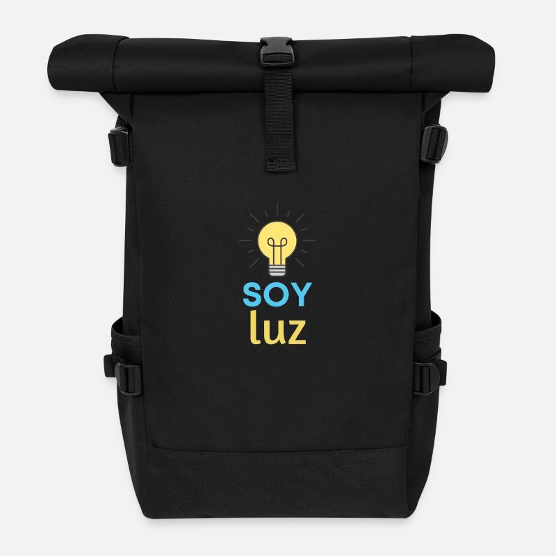 ICH BIN LICHT - Rolltop Rucksack - Schwarz