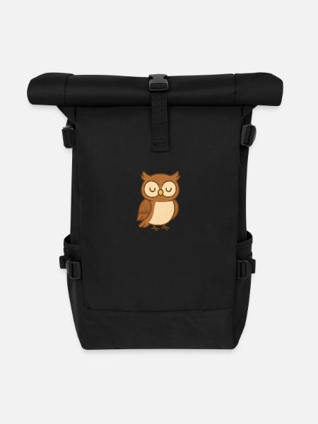 Eule - Rolltop Rucksack - Schwarz