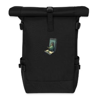 green Monster in iPhone - Rolltop Rucksack - Schwarz - Vorne