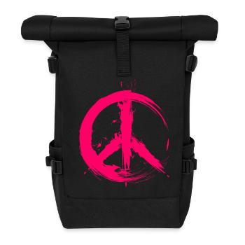 Hippy Peace Symbol Hippie Frieden Freiheit Liebe - Rolltop Rucksack - Schwarz - Vorne
