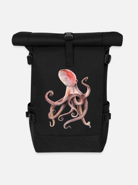 Krake - Rolltop Rucksack - Schwarz