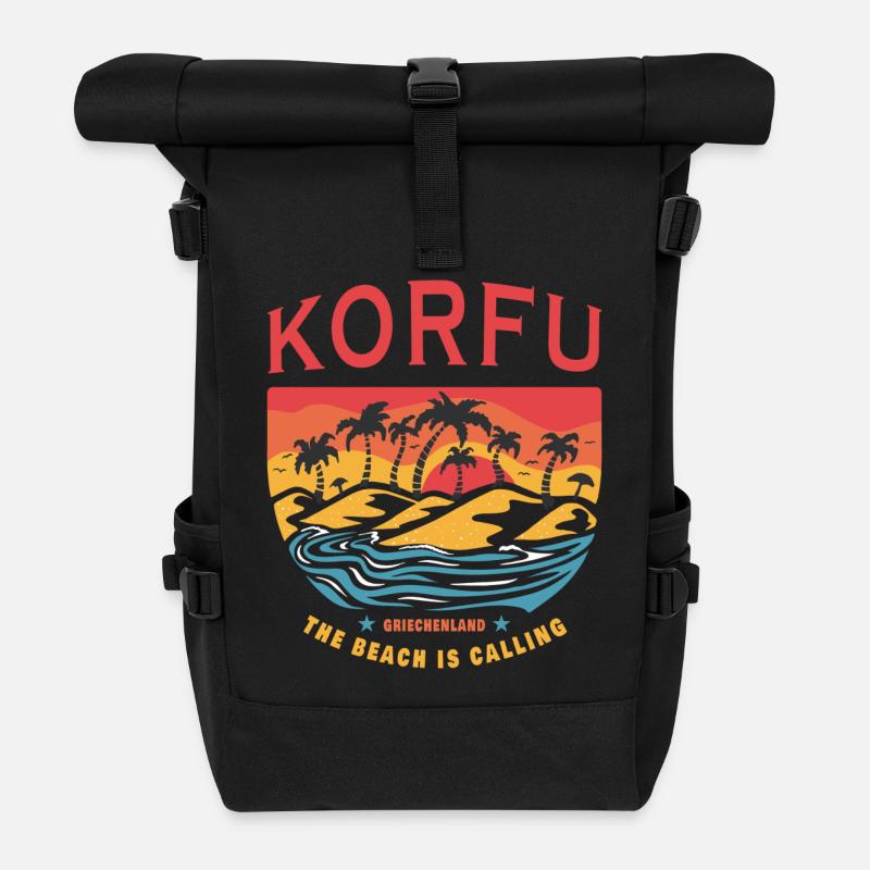 Korfu Griechenland Beach Design - Rolltop Rucksack - Schwarz