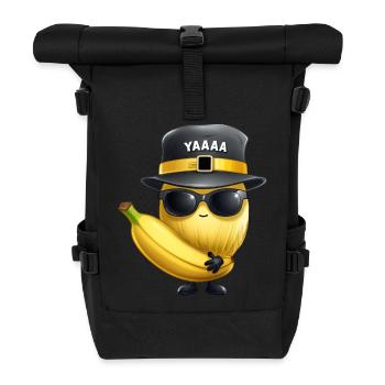 Melon, melon miel et banane avec chapeau et verres - Sac à dos roll top - noir - Devant