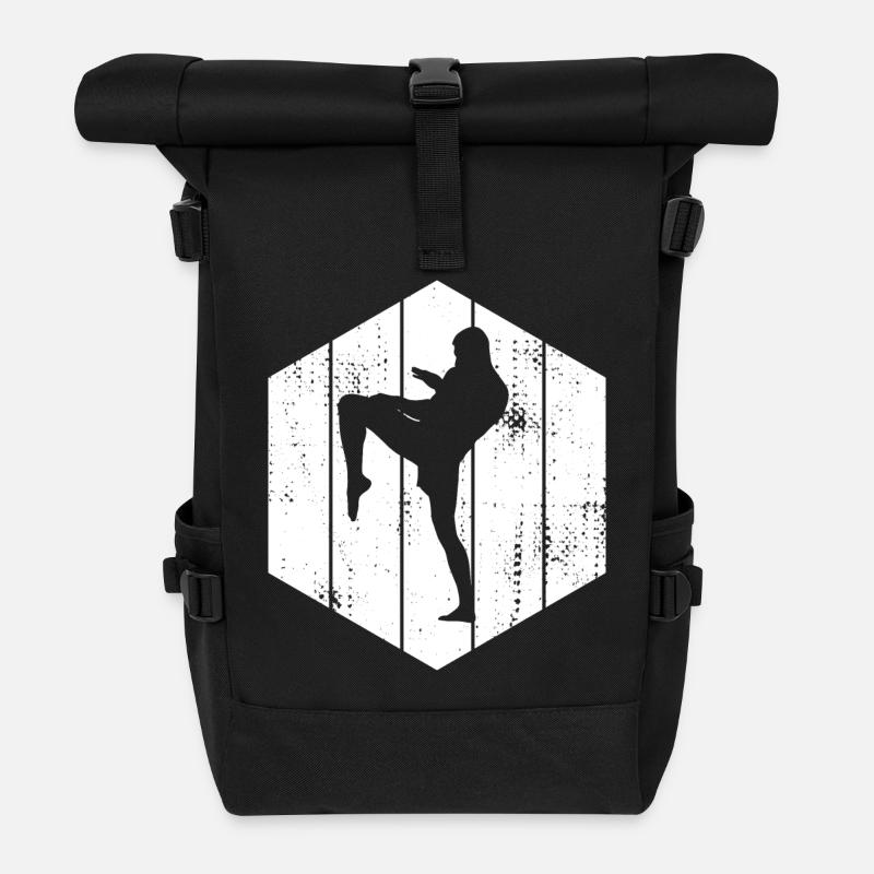Kickboxer Zeichnung - Rolltop Rucksack - Schwarz