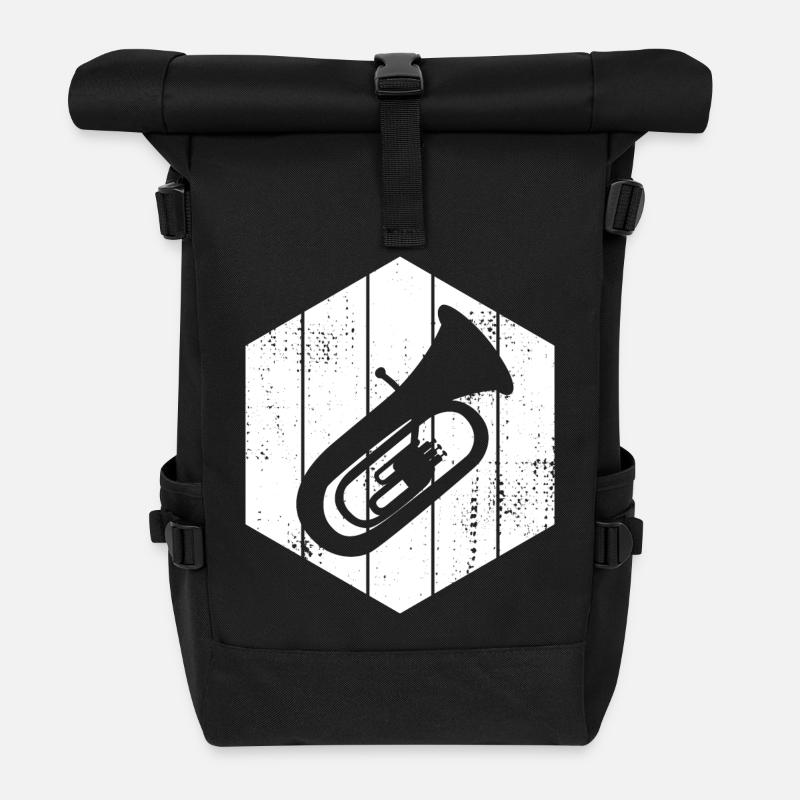 Tuba Zeichnung - Rolltop Rucksack - Schwarz
