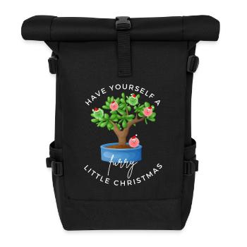 Haben Sie ein kleines pelziges Weihnachten - Rolltop Rucksack - Schwarz - Vorne