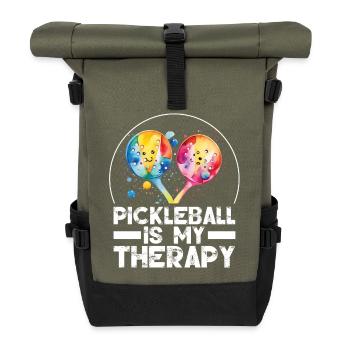 Pickleball is My Therapy - Roll Top Backpack - olive/black - Front