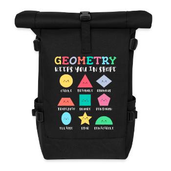Geometrische Formen mit positiven Sprüchen - Rolltop Rucksack - Schwarz - Vorne