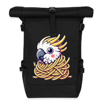 Süßer Vogel Kakadu Paradiesvogel Spaghetti Monster - Rolltop Rucksack - Schwarz - Vorne
