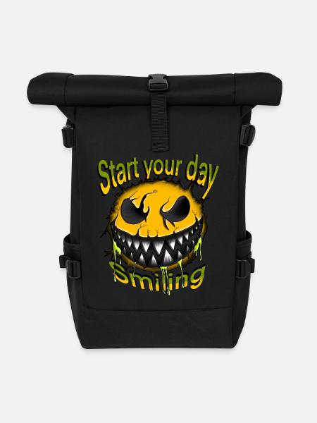 Start your day smiling - Rolltop Rucksack - Schwarz