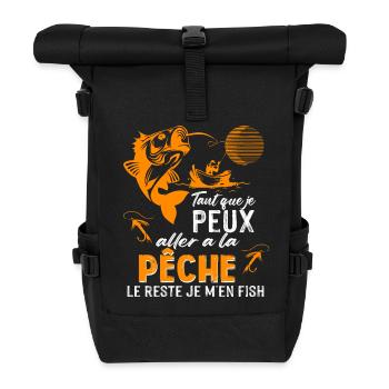 Tant que je peux aller a la pèche le reste je m'en - Sac à dos roll top - noir - Devant