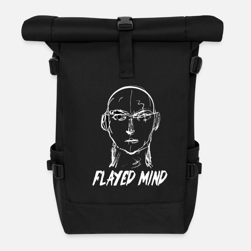 Flayed Mind White - Roll Top Backpack - black