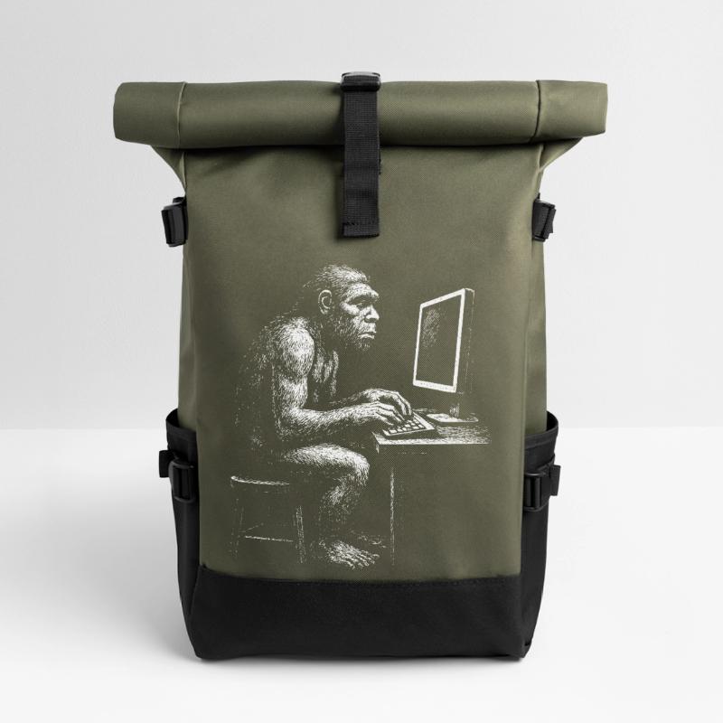Digital Coder Homo Erectus gift Roll Top Backpack