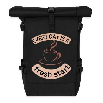 Everyday Coffee Motivational Design - Roll Top Backpack - black - Front