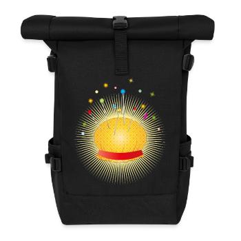 Pelote à épingles lumineuse – Motif de couture créatif - Sac à dos roll top - noir - Devant